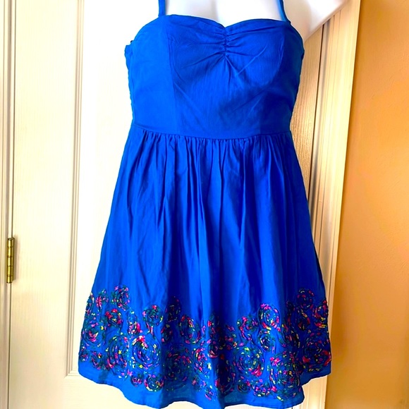 Cotton blue mini sundress - Picture 2 of 7
